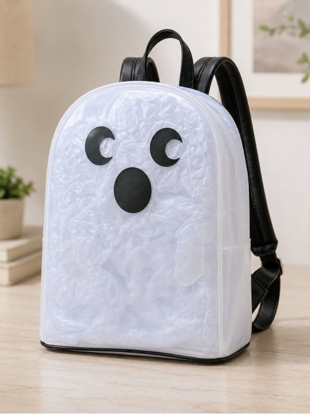 White Ghost handbag Backpack with Playful Face